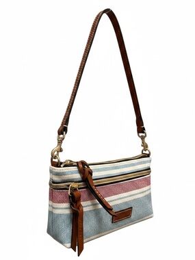 Dooney & Bourke Striped Canvas Wristlet with Leather Strap